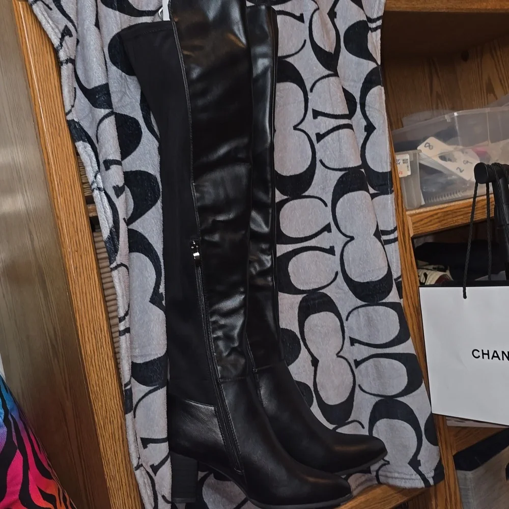 Selenepair 8 Black Breathable Over the Knee Boots Christmas Shoes Sexy